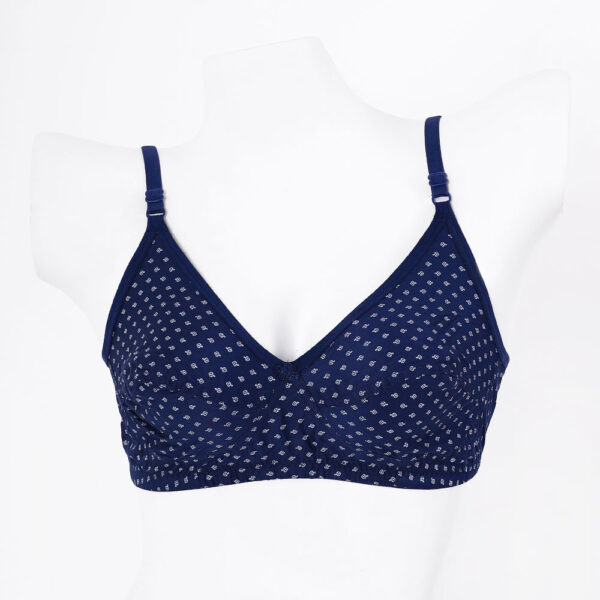 Women's bra with a geometric pattern in blue