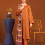 Unstitched Printed Khaddar 3 Piece-Light Brown