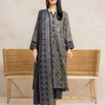 Unstitched Printed Khaddar 3 Piece-Sage Green