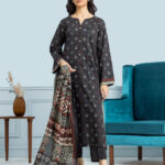 Unstitched Printed Khaddar 3 Piece-Black