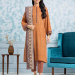 Unstitched Printed Khaddar 3 Piece-Light Rust