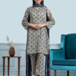 Unstitched Printed Khaddar 3 Piece-Grey