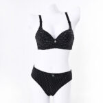 LIGHT PADDED WIDE BRA SET - BLACK