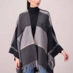 LADIES WOOLEN CAPE SHAWL-GREY