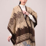 LADIES WOOLEN CAPE SHAWL-BROWN