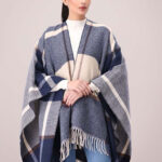 LADIES WOOLEN CAPE SHAWL-BLUE