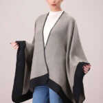 LADIES WOOLEN CAPE SHAWL-SEA GREEN