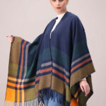 LADIES WOOLEN CAPE SHAWL-NAVY