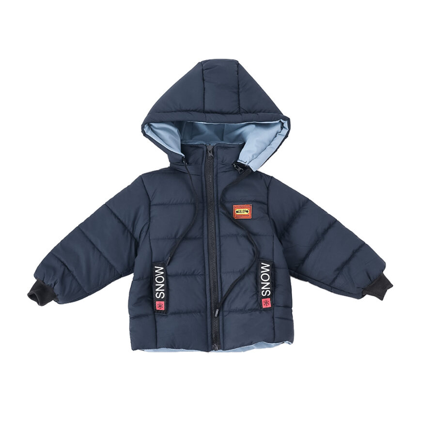 BOY HOODED PUFFER JACKET- BLUE