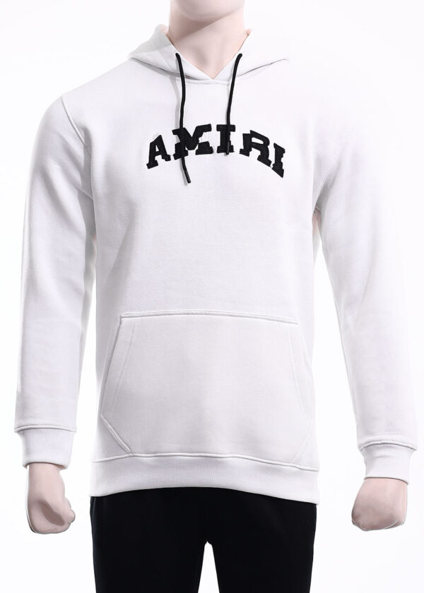 White Hoodie for mens with AMIRI logo Printed on it