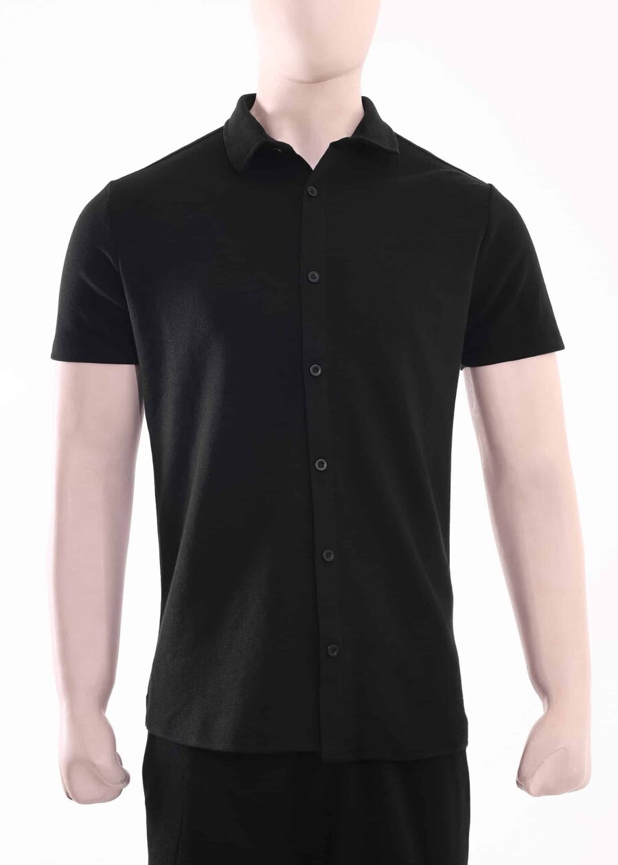 GENTS PQ INTERLOCK SHIRT-BLACK