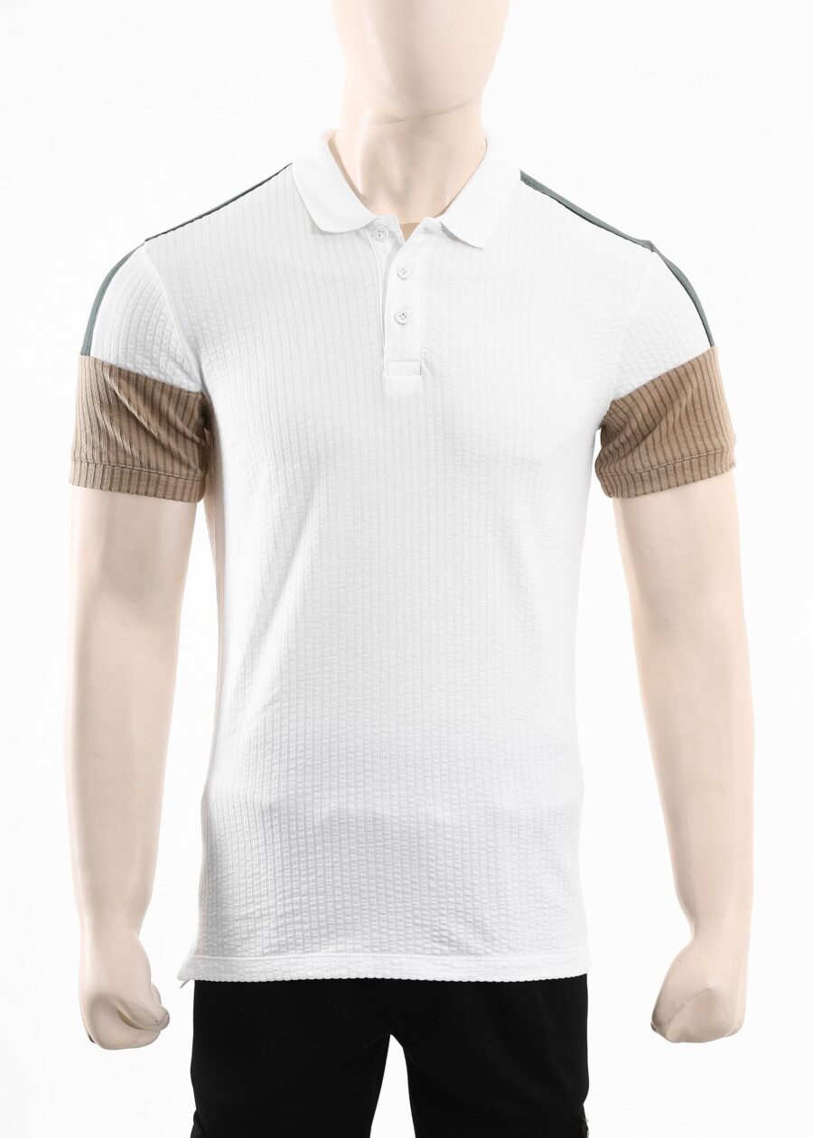 GENTS JACQUARD POLO SHIRT-WHITE