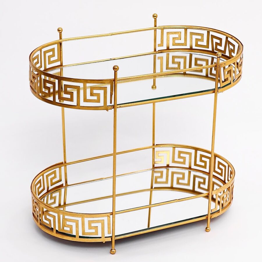 GOLDEN GREEK 2 TIER VANITY TRAY/ORGANIZER
