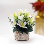 Chalc Vase with white flowers