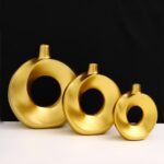 GOLDEN CERAMIC DONUT VASE SET (SET OF 3)