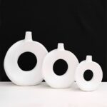 WHITE CERAMIC DONUT VASE SET (SET OF 3)