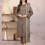 Unstitched Mehndi Printed Lawn 3 Piece