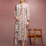 Unstitched White Printed Lawn 3 Piece