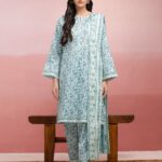 Unstitched Light Blue Printed Lawn 3 Piece