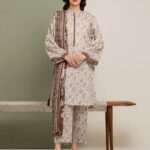 Unstitched White Printed Lawn 3 Piece