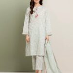 Unstitched Light Green Printed Lawn 3 Piece