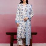 Unstitched Cream Printed Lawn 3 Piece