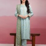 Unstitched Ice Green Printed Lawn 3 Piece