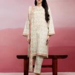 Unstitched Cream Printed Lawn 3 Piece